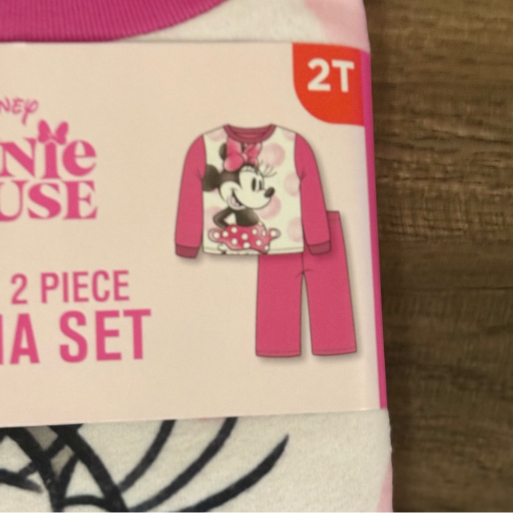 Disney Minnie Mouse Toddler Pajama Set - Pink and White - Picture 4 of 5